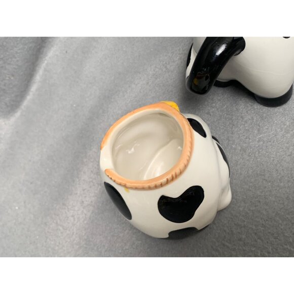 Vintage Houston Harvest Ceramic Cow Sugar Bowl & Creamer Set Black & White - Picture 6 of 16